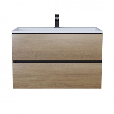 Тумба с раковиной Uperwood Barsa 80 см, подвесная, черная/дуб сонома 293020543