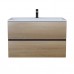 Тумба с раковиной Uperwood Barsa 80 см, подвесная, черная/дуб сонома 293020543