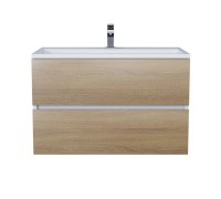 Тумба с раковиной Uperwood Barsa 80 см, подвесная, белая/дуб сонома 293020534