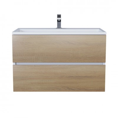 Тумба с раковиной Uperwood Barsa 80 см, подвесная, белая/дуб сонома 293020534