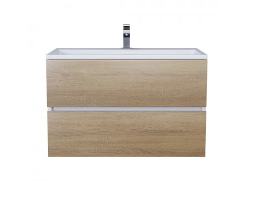 Тумба с раковиной Uperwood Barsa 80 см, подвесная, белая/дуб сонома 293020534
