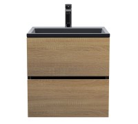 Тумба с раковиной Uperwood Barsa 60 см, подвесная, черная/дуб сонома, раковина черная 298301041