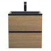 Тумба с раковиной Uperwood Barsa 60 см, подвесная, черная/дуб сонома, раковина черная 298301041