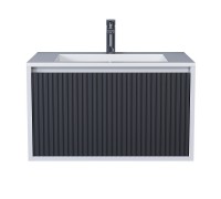 Тумба с раковиной Uperwood Next Premium 70 см, подвесная, 1 ящик, белая/графит 3930205162