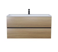 Тумба с раковиной Uperwood Barsa 100 см, подвесная, черная/дуб сонома 293020544