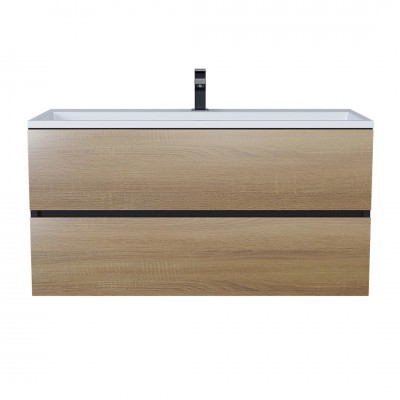 Тумба с раковиной Uperwood Barsa 100 см, подвесная, черная/дуб сонома 293020544