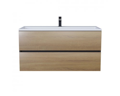 Тумба с раковиной Uperwood Barsa 100 см, подвесная, черная/дуб сонома 293020544