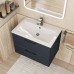 Тумба с раковиной Uperwood Foster New 70 см, подвесная, черная матовая KFosterNEW70b