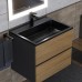 Тумба с раковиной Uperwood Barsa 60 см, подвесная, черная/дуб сонома, раковина черная 298301041
