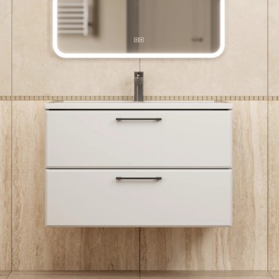 Тумба с раковиной Uperwood Foster New 80 см, подвесная, белая матовая KFosterNEW80w