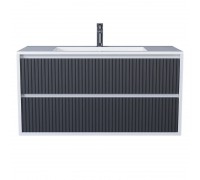 Тумба с раковиной Uperwood Next Premium 100 см, подвесная, 2 ящика, белая/графит 3930205171