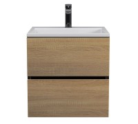 Тумба с раковиной Uperwood Barsa 50 см, подвесная, черная/дуб сонома 29830205647