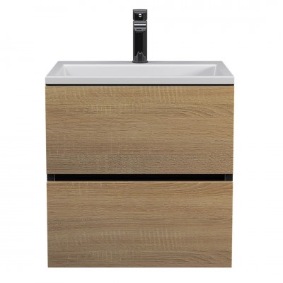 Тумба с раковиной Uperwood Barsa 50 см, подвесная, черная/дуб сонома 29830205647