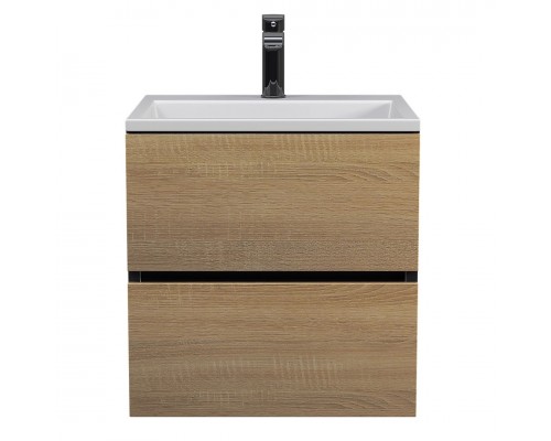 Тумба с раковиной Uperwood Barsa 50 см, подвесная, черная/дуб сонома 29830205647