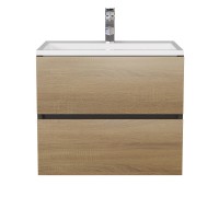 Тумба с раковиной Uperwood Barsa 60 см, подвесная, черная/дуб сонома 2930205645
