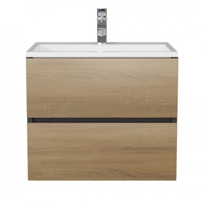 Тумба с раковиной Uperwood Barsa 60 см, подвесная, черная/дуб сонома 2930205645