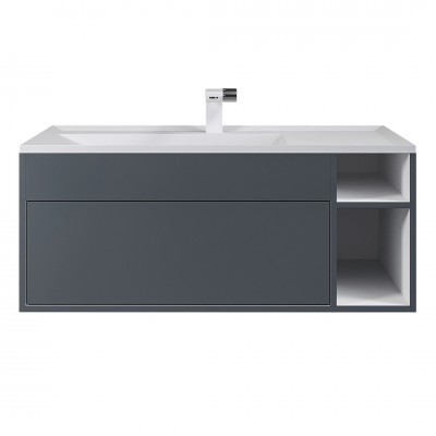 Тумба с раковиной Uperwood Lotus Premium 100 см, подвесная, серая/матовая 39340207465