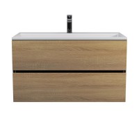 Тумба с раковиной Uperwood Barsa 90 см, подвесная, черная/дуб сонома 29830205649