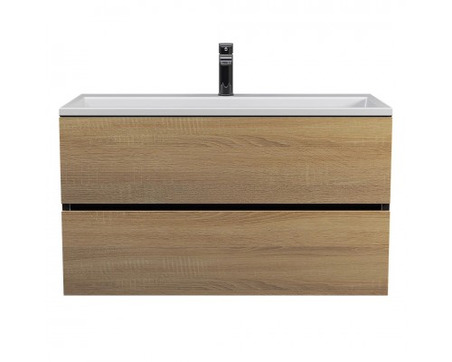 Тумба с раковиной Uperwood Barsa 90 см, подвесная, черная/дуб сонома 29830205649