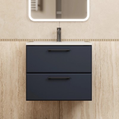 Тумба с раковиной Uperwood Foster New 60 см, подвесная, черная матовая KFosterNEW60b