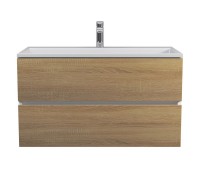 Тумба с раковиной Uperwood Barsa 90 см, подвесная, белая/дуб сонома 29830205648