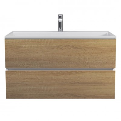 Тумба с раковиной Uperwood Barsa 90 см, подвесная, белая/дуб сонома 29830205648