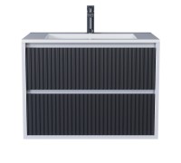 Тумба с раковиной Uperwood Next Premium 70 см, подвесная, 2 ящика, белая/графит 3930205163