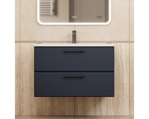 Тумба с раковиной Uperwood Foster New 80 см, подвесная, черная матовая KFosterNEW80b