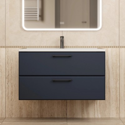 Тумба с раковиной Uperwood Foster New 90 см, подвесная, черная матовая KFosterNEW90b