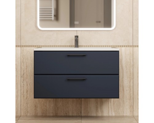 Тумба с раковиной Uperwood Foster New 90 см, подвесная, черная матовая KFosterNEW90b
