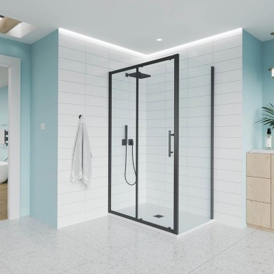 Душевой уголок Veconi Evo 100SP B 130х100х195 E1-SP-B-130100-01-C9 профиль черный/матовый, стекло прозрачное