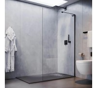 Душевая перегородка Veconi Korato KR-77B 100х200 KR77B-100-01-C8 профиль черный/матовый, стекло прозрачное