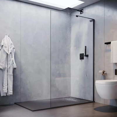 Душевая перегородка Veconi Korato KR-77B 100х200 KR77B-100-01-C8 профиль черный/матовый, стекло прозрачное