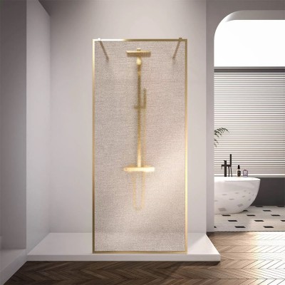 Душевая перегородка Veconi Korato KR-90GL 100х200 KR90GL-100-10-C4 профиль брашированное золото, стекло ламинированное золото