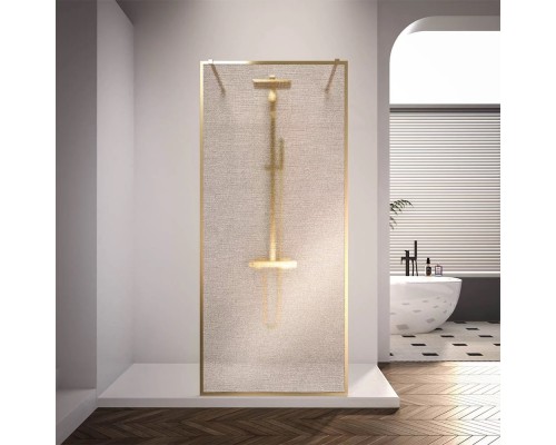 Душевая перегородка Veconi Korato KR-90GL 100х200 KR90GL-100-10-C4 профиль брашированное золото, стекло ламинированное золото