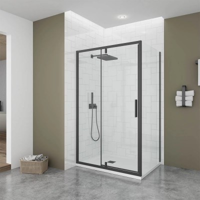 Душевой уголок Veconi Ottimo P20SP B 120х80х190 OP20B-SP-12080-01-C9 профиль черный/матовый, стекло прозрачное