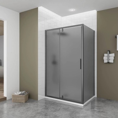 Душевой уголок Veconi Ottimo P20SP GR 120х90х190 OP20GR-SP-12090-12-C9 профиль графит брашированный, стекло тонированное матовое