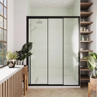 Душевая дверь Veconi Premium Prato 300 B-R 110x200 PR3/R-110-01-B-C4 профиль черный/матовый, стекло прозрачное