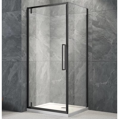 Душевой уголок Veconi Rovigo RV-033B 90x90х195 RV033B-9090-01-C7 профиль чёрный/матовый, стекло прозрачное (дверь VN-33B + боковая панель KP-12B)