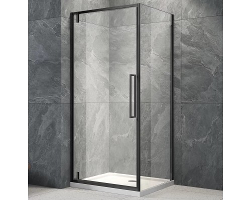 Душевой уголок Veconi Rovigo RV-033B 90x90х195 RV033B-9090-01-C7 профиль чёрный/матовый, стекло прозрачное (дверь VN-33B + боковая панель KP-12B)