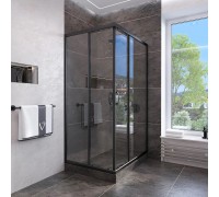 Душевой уголок Veconi Rovigo RV-113B 80х80х185 RV113B-80-01-C4 профиль черный/матовый, стекло прозрачное