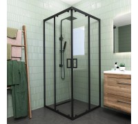 Душевой уголок Veconi Rovigo RV-13 90х90х195 RV13-90-01-C5 профиль черный/матовый, стекло прозрачное