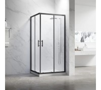 Душевой уголок Veconi Rovigo RV-27B 80х80х190 RV27B-8080-01-C8 профиль черный/матовый, стекло прозрачное