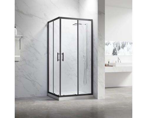 Душевой уголок Veconi Rovigo RV-27B 80х80х190 RV27B-8080-01-C8 профиль черный/матовый, стекло прозрачное