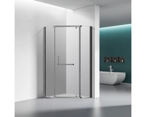 Душевой уголок Veconi Rovigo RV-36GR 90х90х195 RV36GR-90-01-C5 профиль брашированный графит, стекло прозрачное