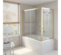 Шторка для ванны раздвижная Vegas Glass ZV+ZVF 170*90 09 01 профиль золото, стекло прозрачное
