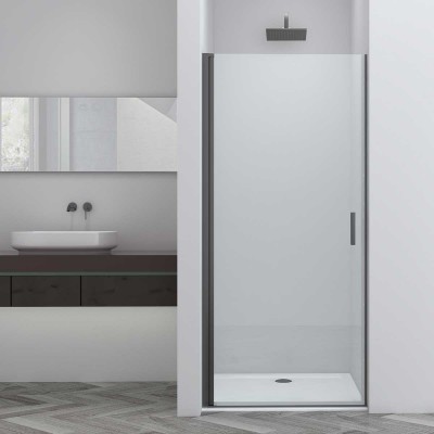 Душевая дверь Vincea Alpha 80х195 VDP-3AL800CLGM профиль вороненая сталь, стекло прозрачное