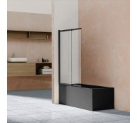 Шторка для ванны Vincea 100х145 VSB-1E100CLB профиль черный, стекло прозрачное