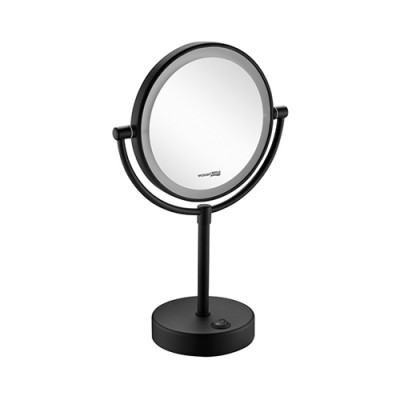 Косметическое зеркало WasserKRAFT K-1005BLACK с 3-х кратным увеличением и подсветкой