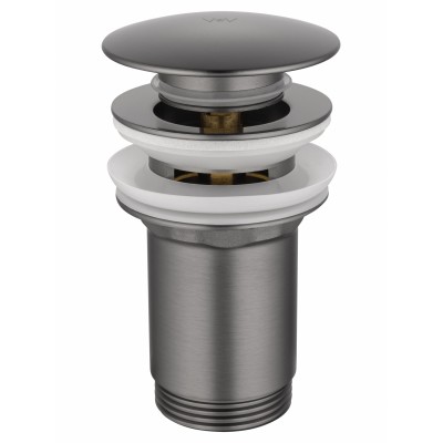 Донный клапан для раковины Wonzon & Woghand WW-88SS09-BGM с переливом 1 1/4, темный графит